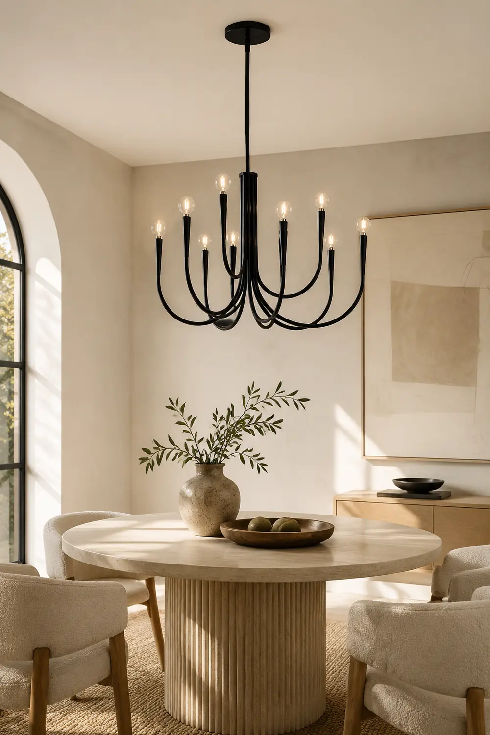 Hailie Modern Minimalist Chandelier Dinning Room, Black/Gold - Lumpaz