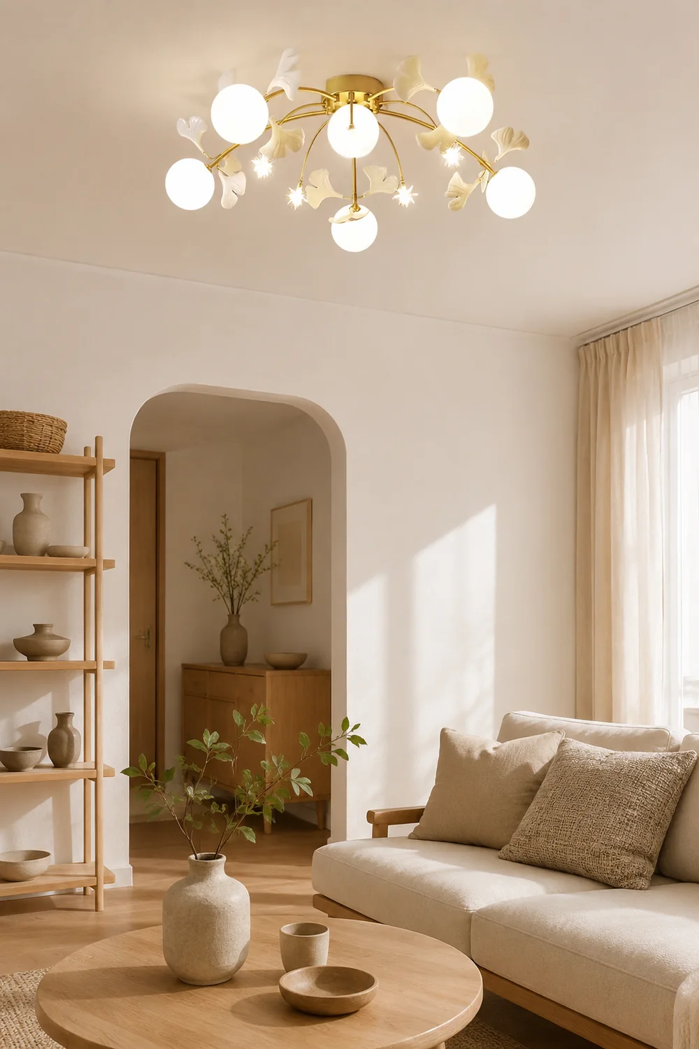 Ophelia Nordic Multi Globe Metal/Ceramic Flush Mount Ceiling Light, White/Gold - Lumpaz