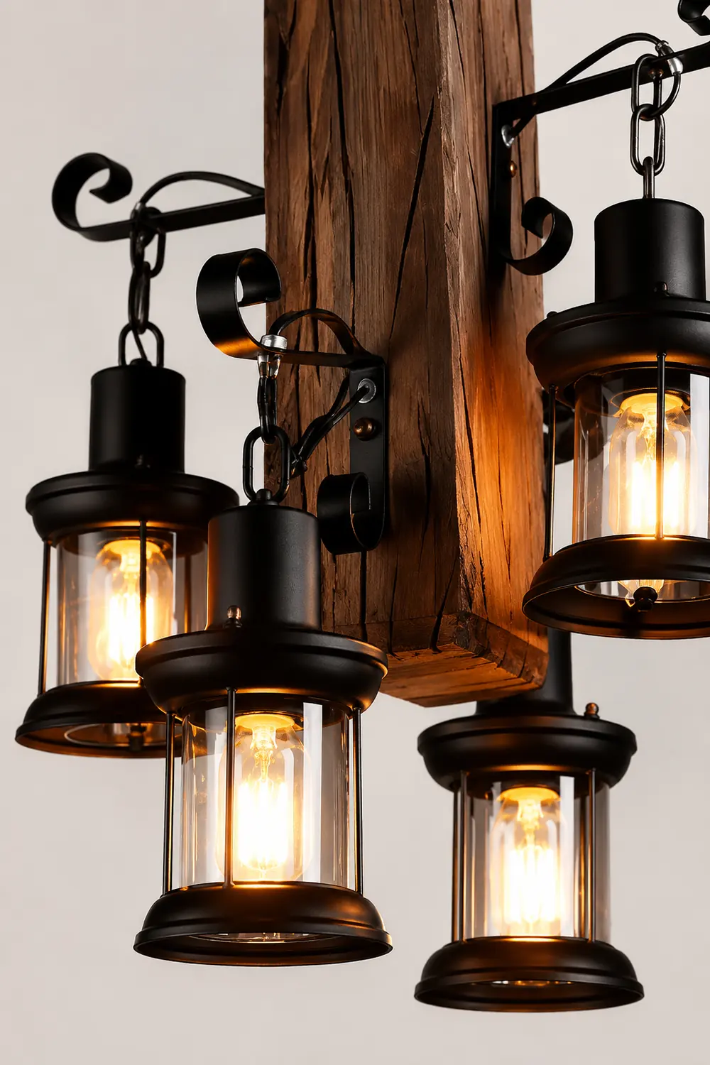 Austin Industrial Lantern Glass/Metal Pendant Light, Black - Lumpaz