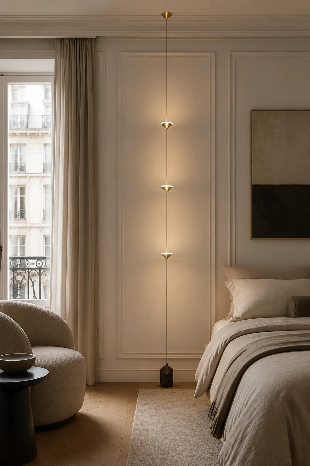 Edge Full-Length Minimalist Linear Floor Lamp, 3 Bulbs - Lumpaz