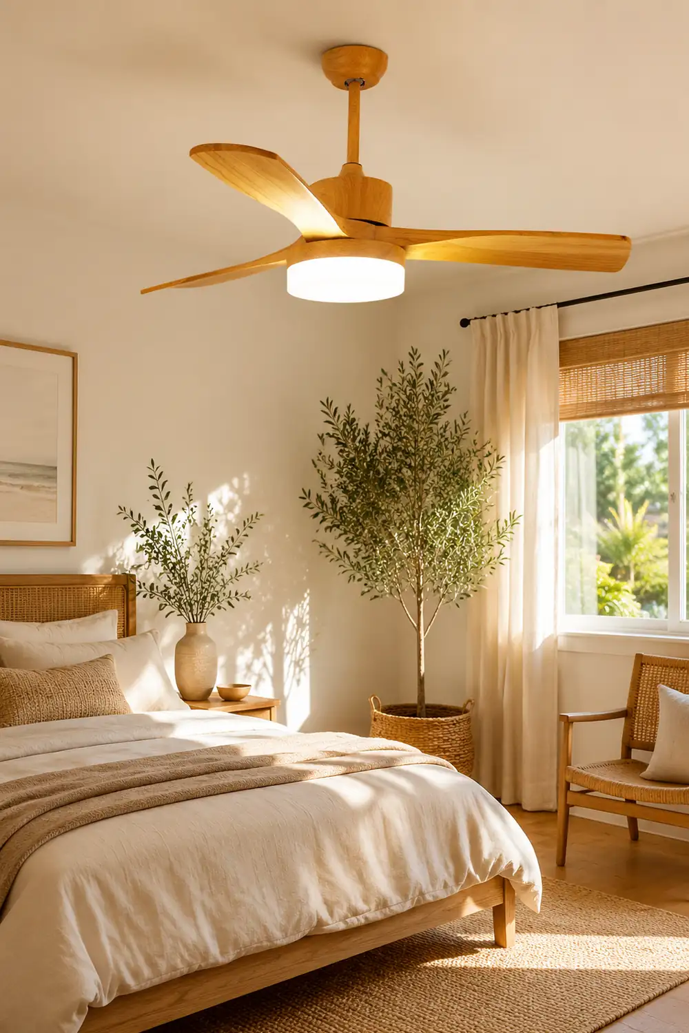 Ozawa 3-Blade Ceiling Fan with Light, Wooden, 2 Color, 43'' - Lumpaz