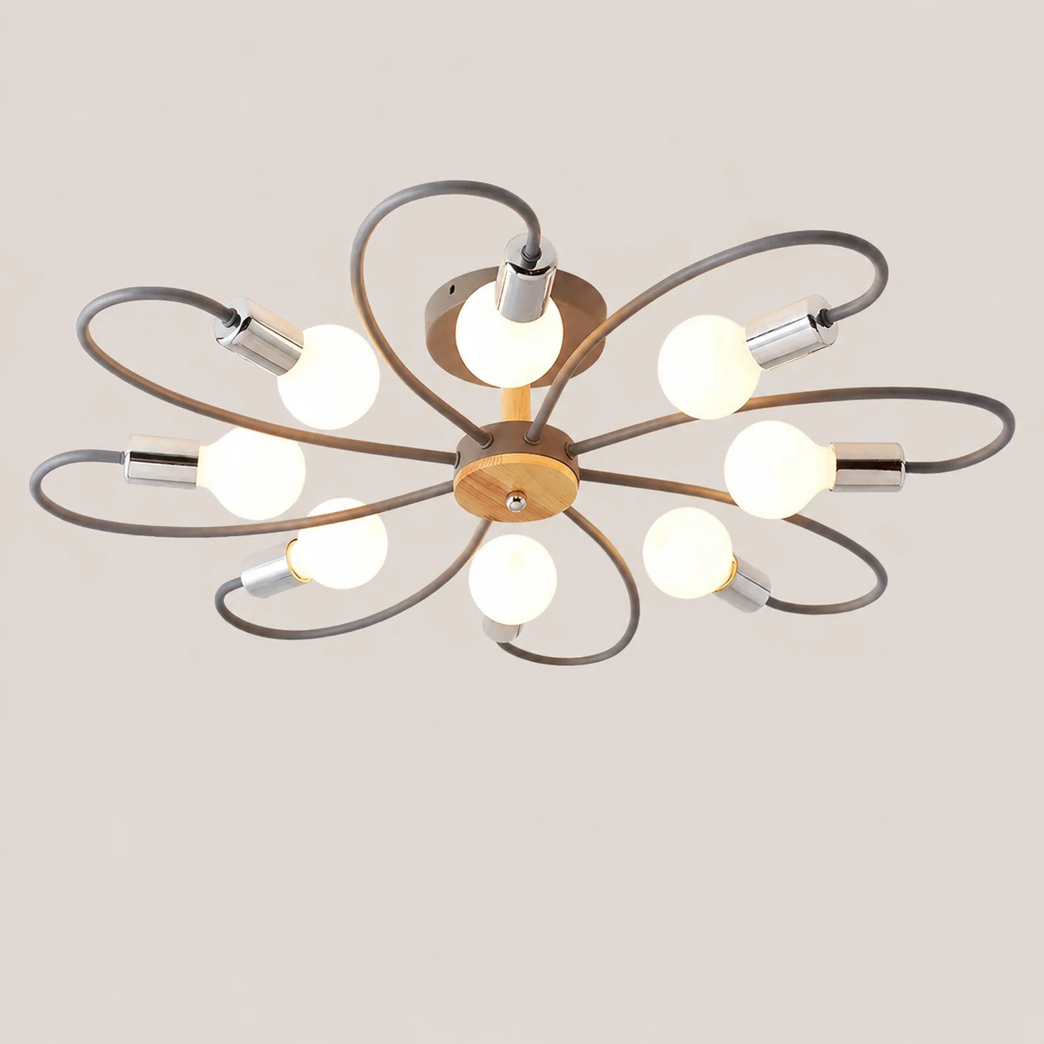 Lacey Elegant Metal/Glass Flush Mount Ceiling Light, Gray/Green - Lumpaz