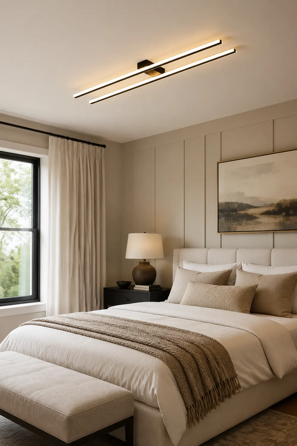 Edge Modern Minimalist LED Flush Mount Ceiling Light Bedroom - Lumpaz