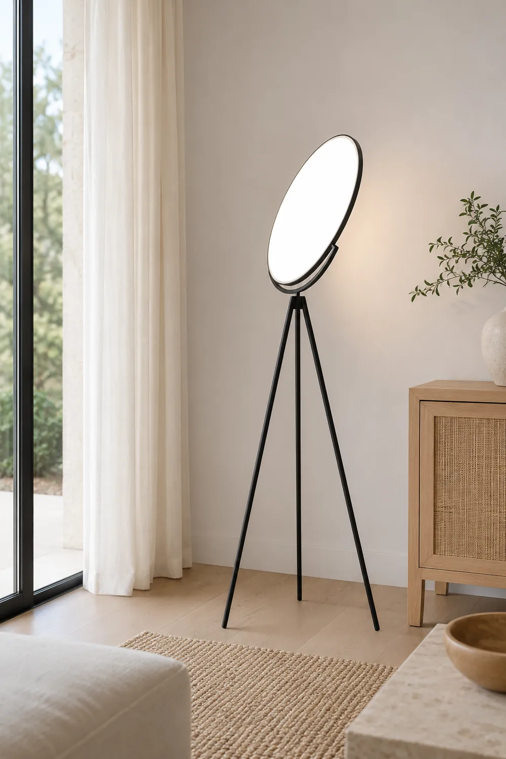 Salgado Modern Minimalist Metal Tripod Projector Floor Lamp, Black/White - Lumpaz