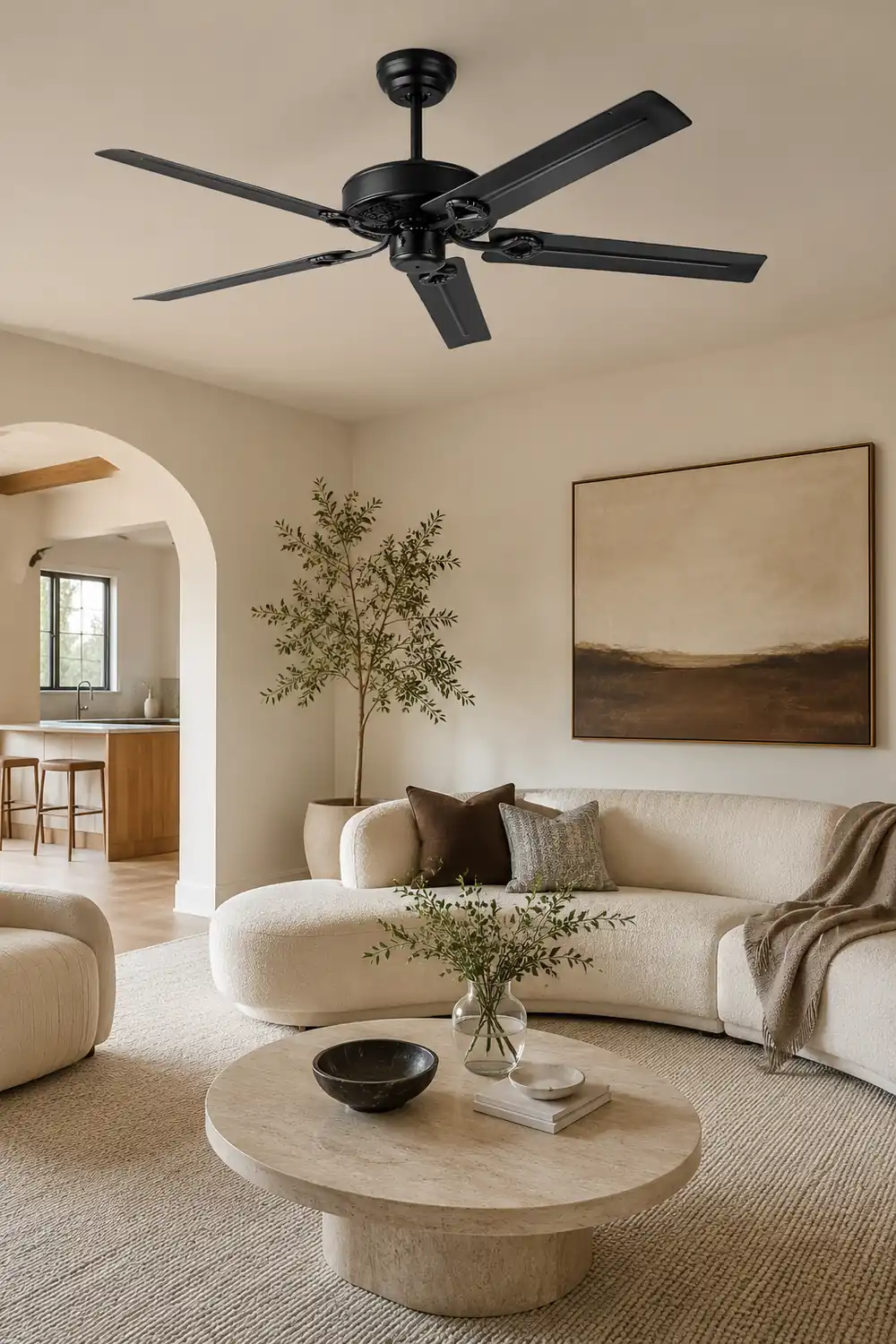 Alessio 5-Blade Industrial  DC Ceiling Fan, Black, Summer, 51'' - Lumpaz