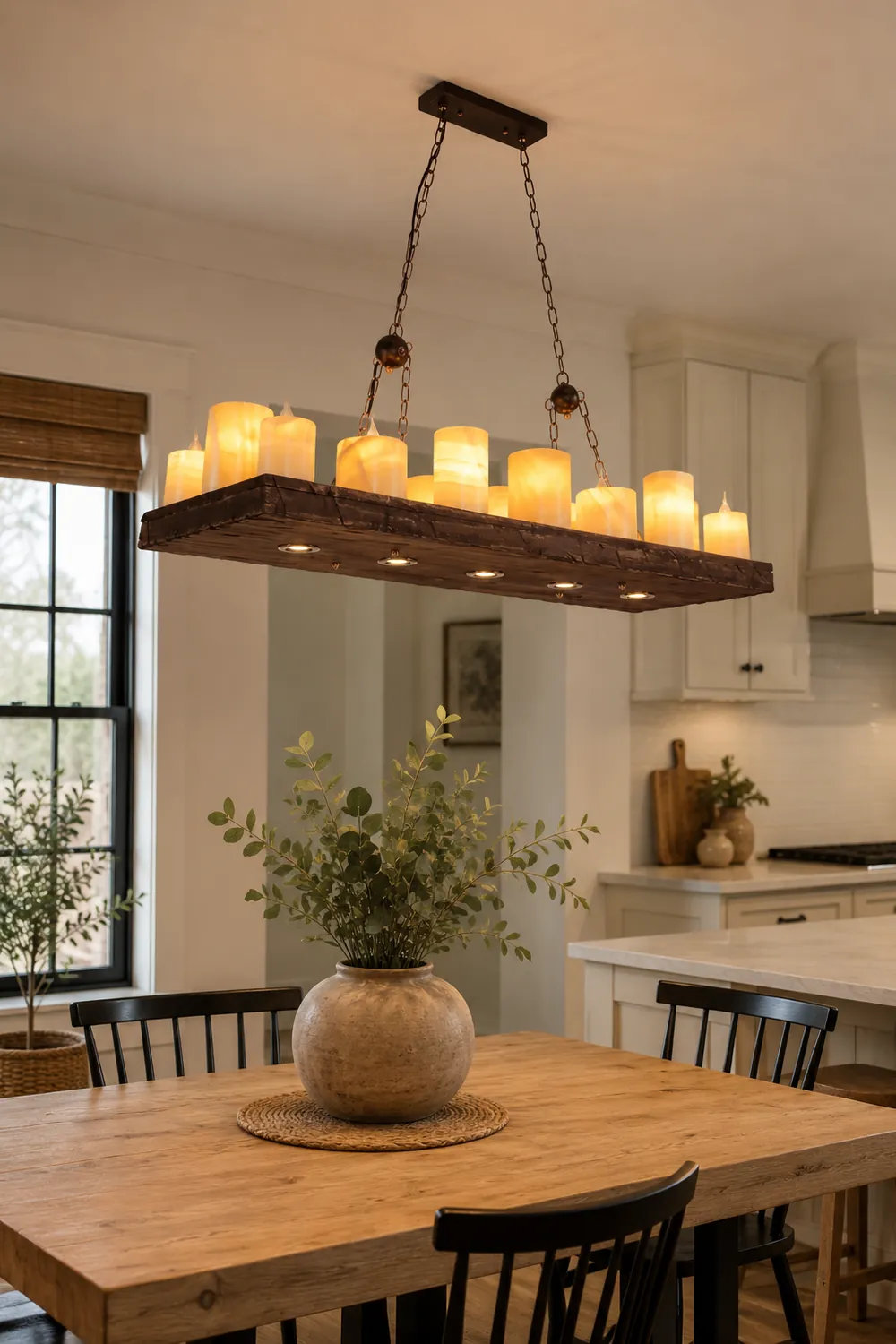Austin Farmhouse Candle Metal/Glass/Wood Chandelier - Lumpaz