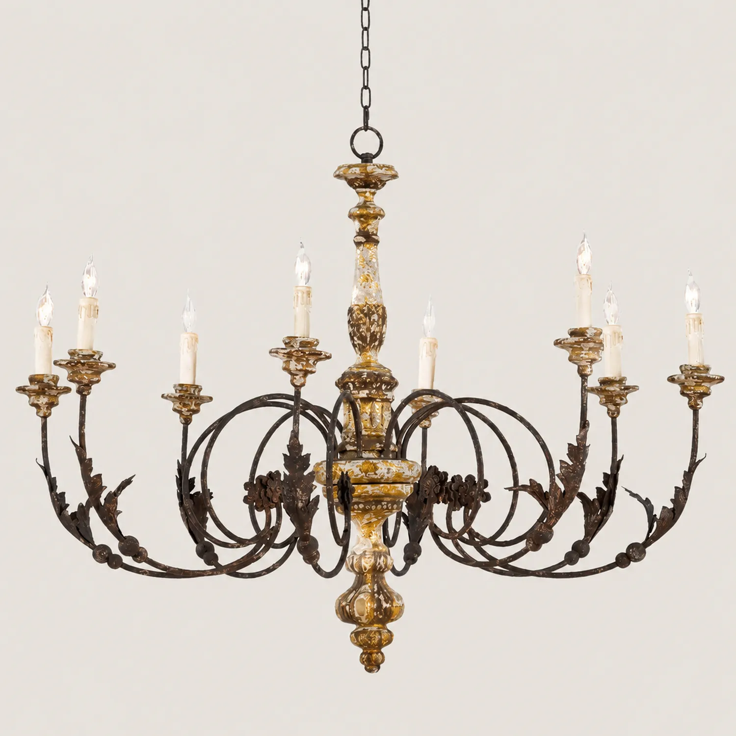 Silva Large Retro Creative Chandelier Brown Wood Metal Living Room - Lumpaz