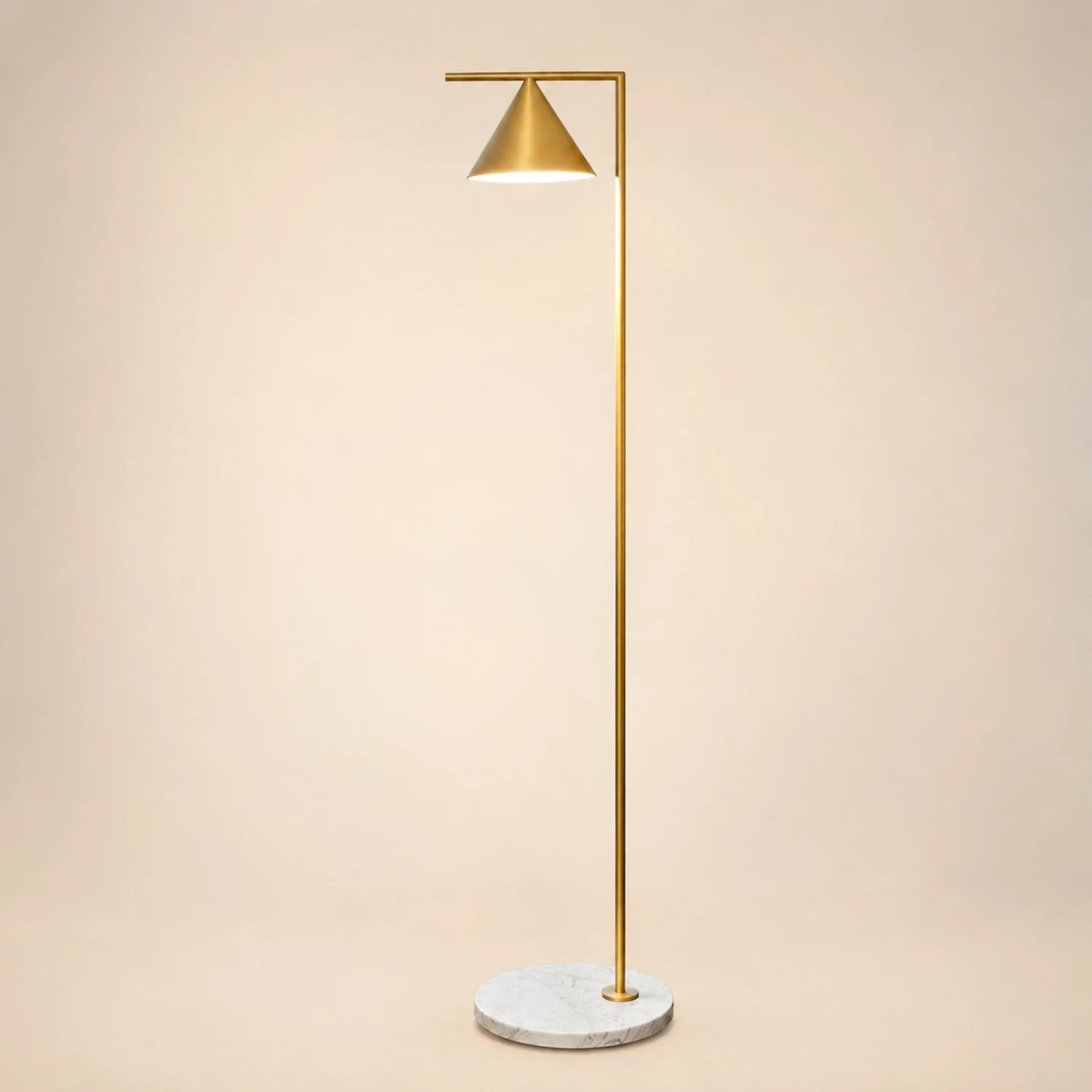 Carins Modern Geometric Marble Base Floor Lamp, Black/Gold - Lumpaz