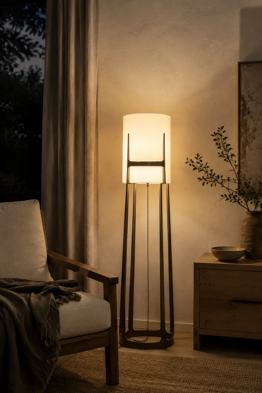 Eryn Modern Cylinder Metal Fabric Floor Lamp - Lumpaz