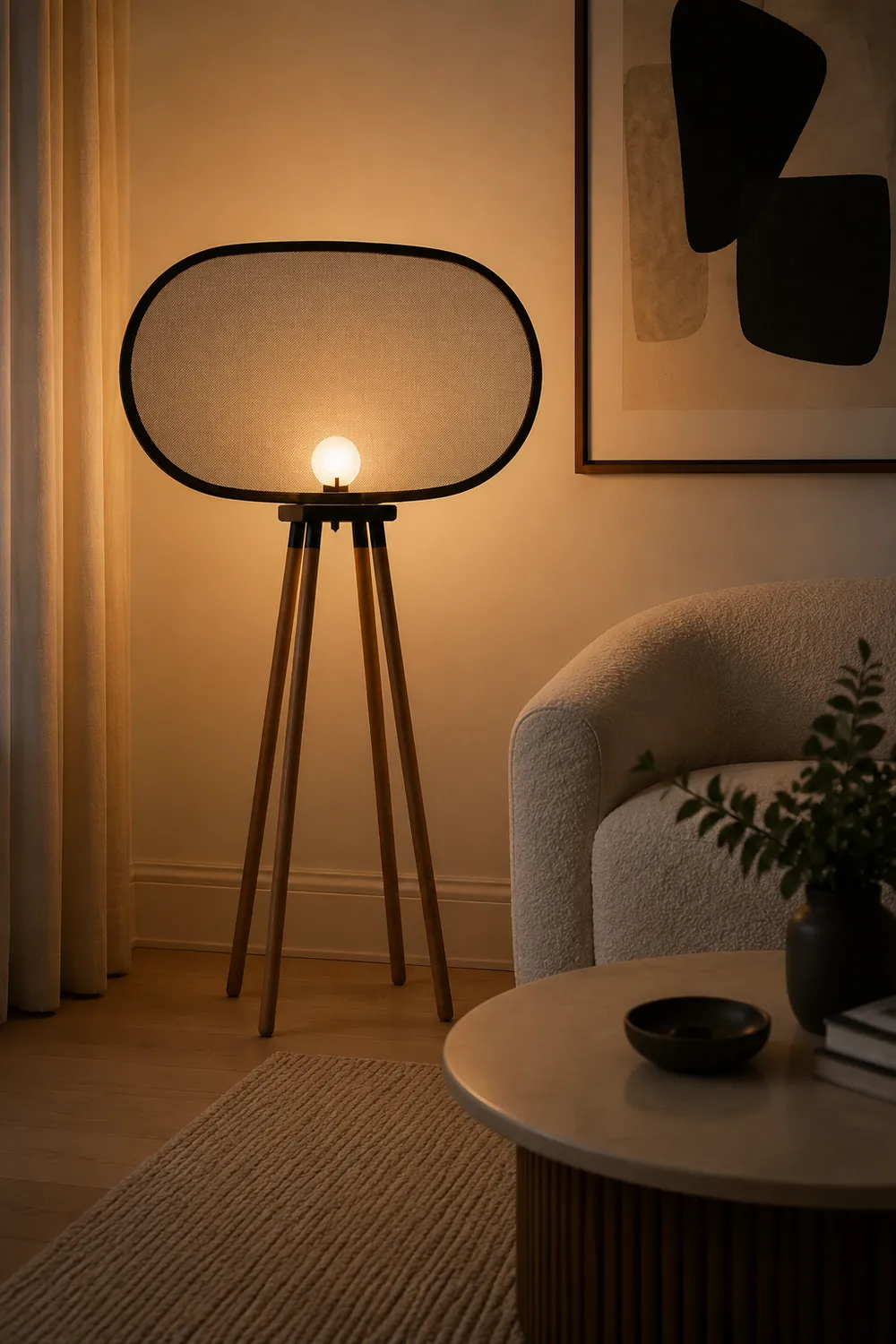 Cooley Modern Design Minimalistic Floor Lamp, Metal & Wood - Lumpaz