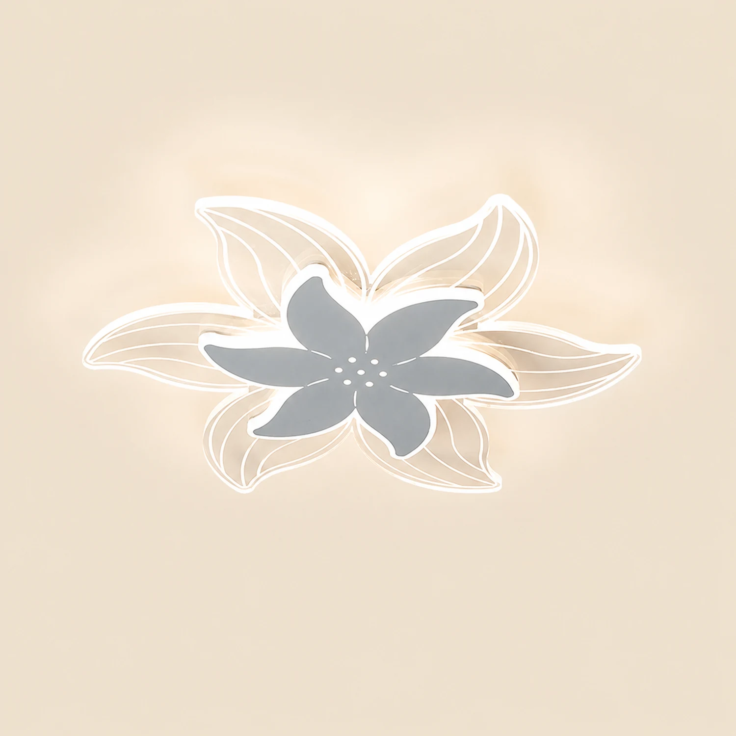 Hana Designer Flower Shape White Flush Mount Ceiling Light, White - Lumpaz