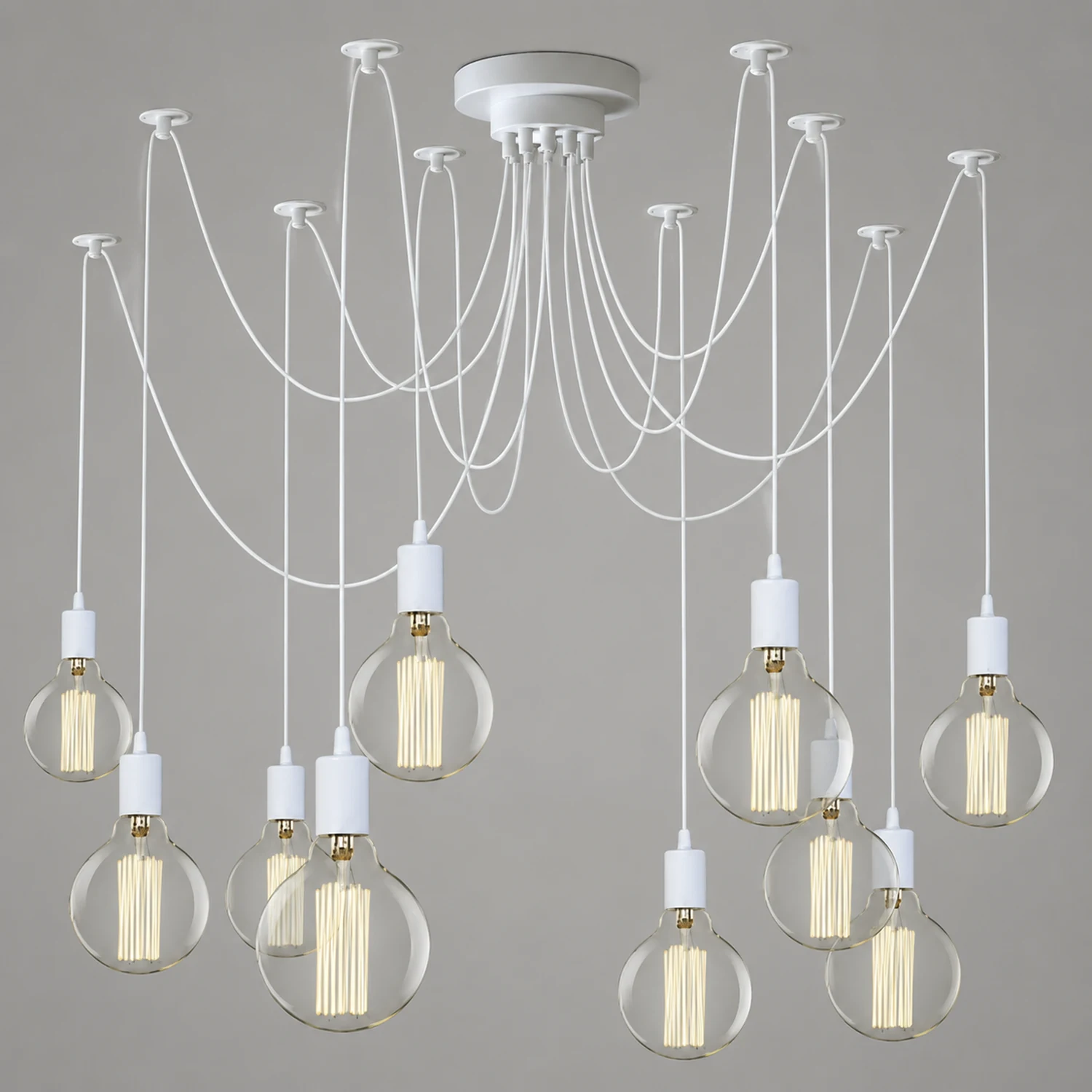 Alessio Retro Country LED Spider Chandelier, Black/White - Lumpaz