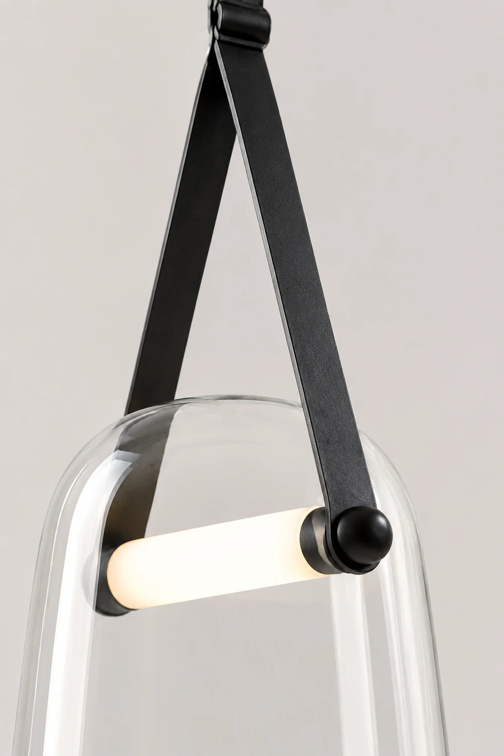 Modern Nordic Leather/Glass Pendant Light Gray/White Bedroom - Lumpaz