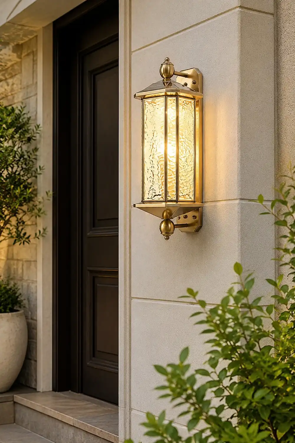 23.62-In. European Copper Dimmable Hardwired/Solar Outdoor Wall Lights - Lumpaz