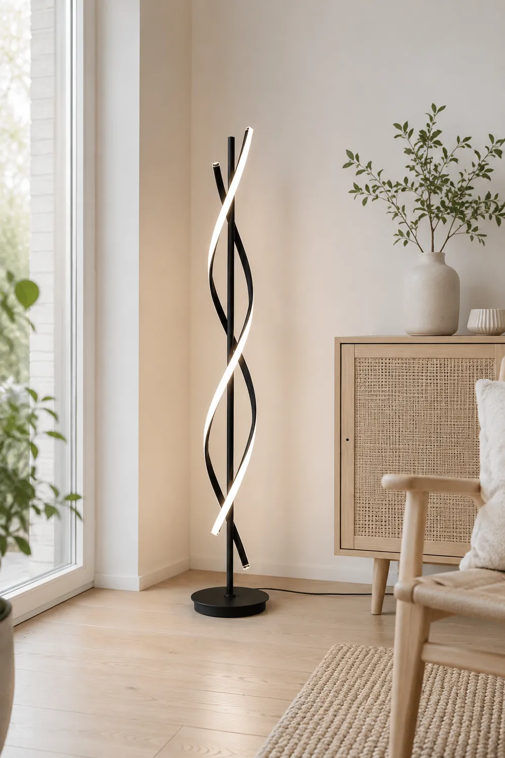 Postmodern Linear Acrylic Floor Lamp, Black/White - Lumpaz