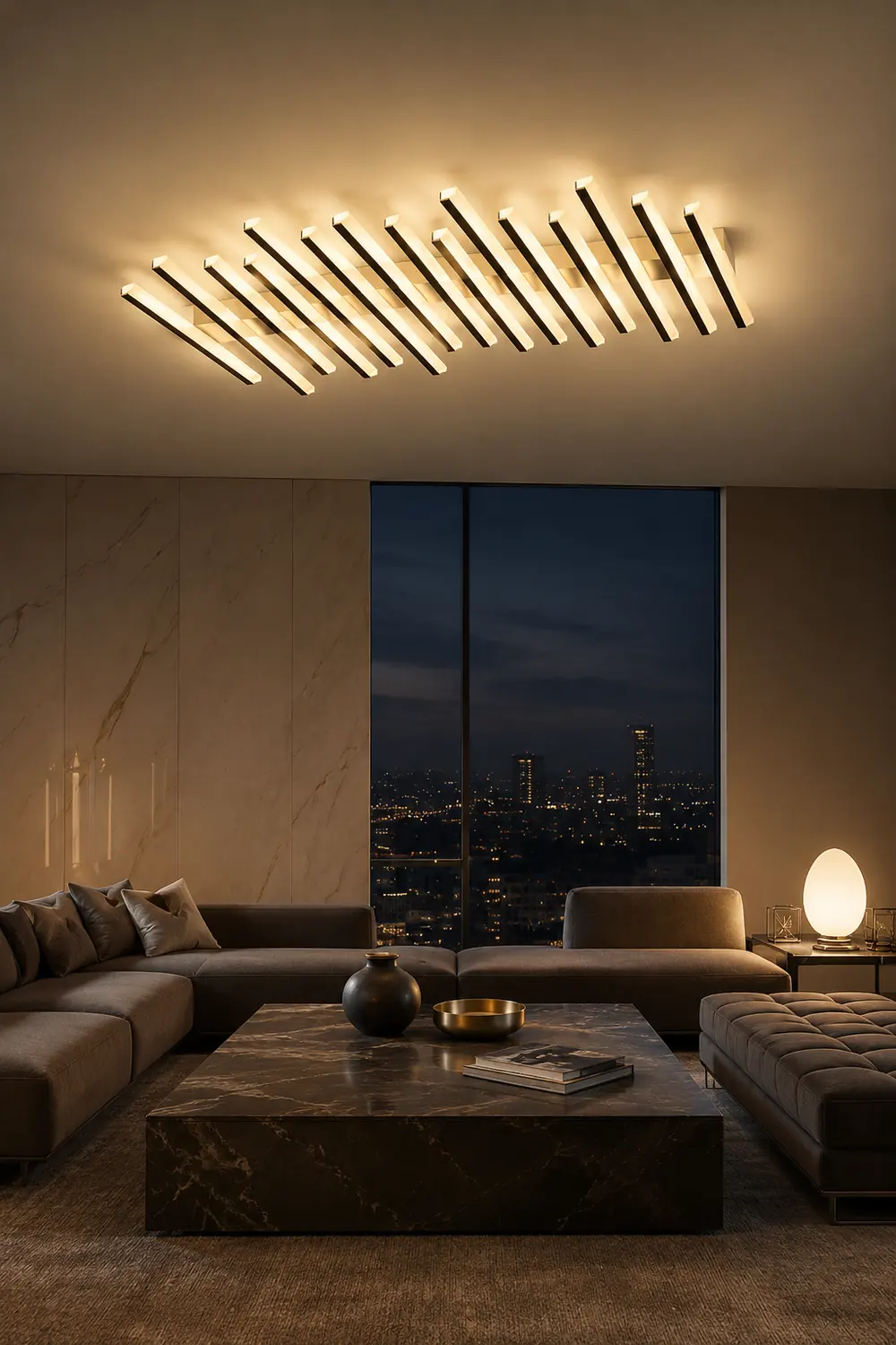 Quinn Flush Mount Ceiling Light Linear Modern, Metal, Black, Living Room - Lumpaz