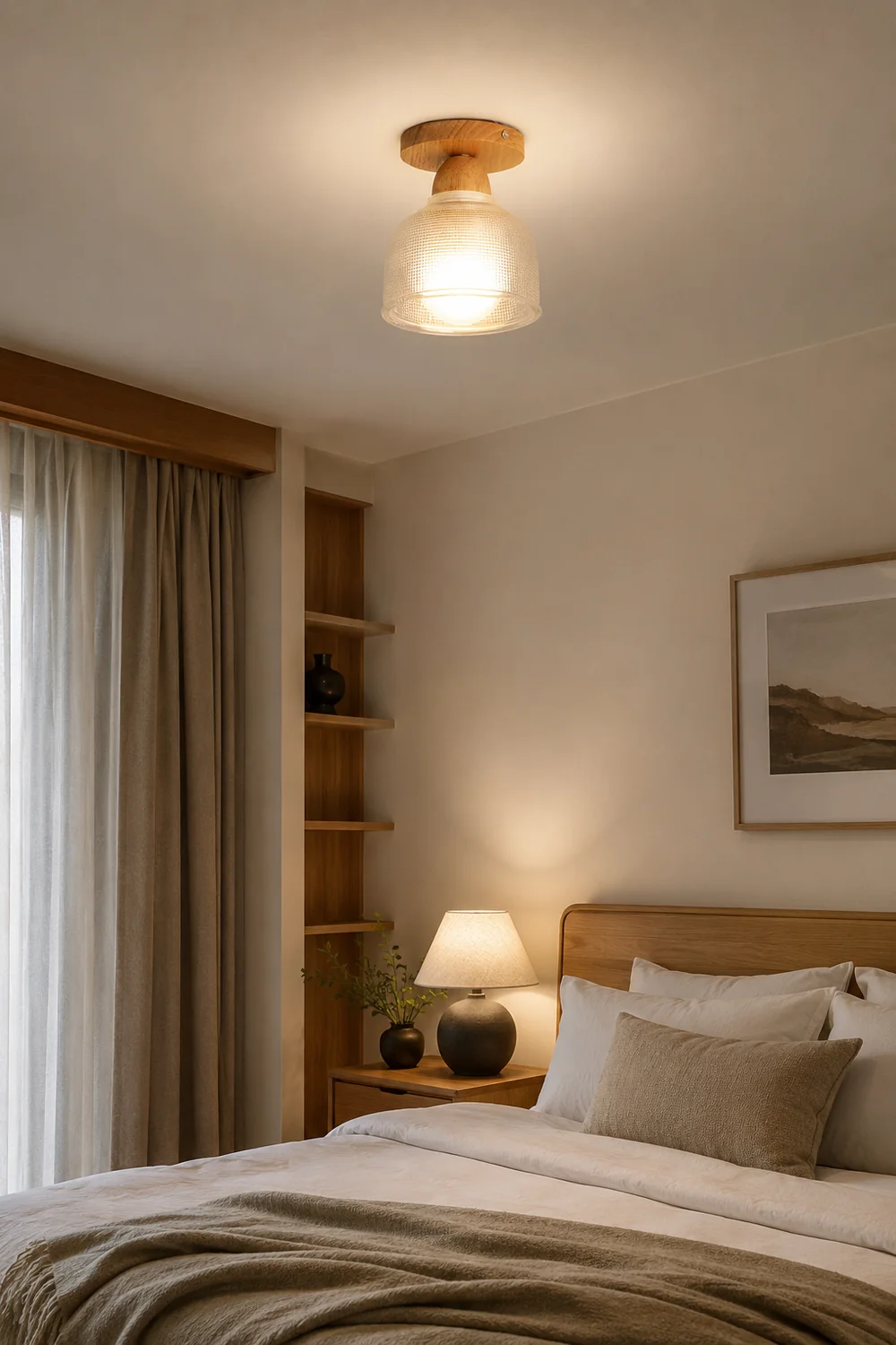 Sanna Nordic Minimalist Semi-Flush Mount Ceiling Light - Lumpaz
