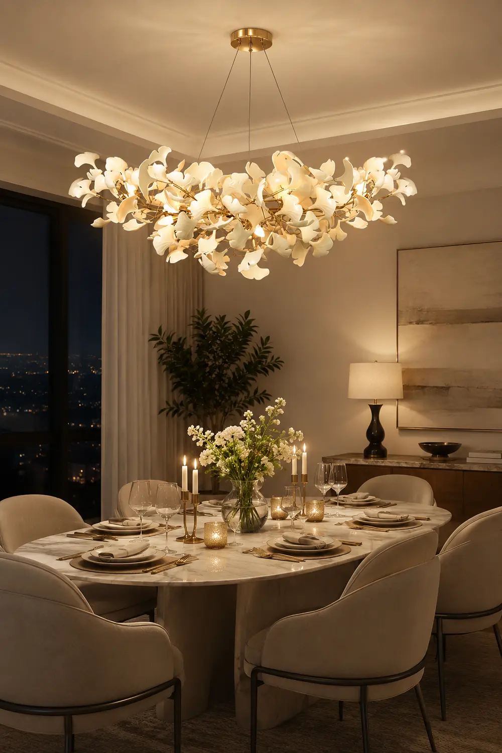 Ophelia Modern Luxury Gold Entryway Chandelier Metal/Ceramics Living Room - Lumpaz