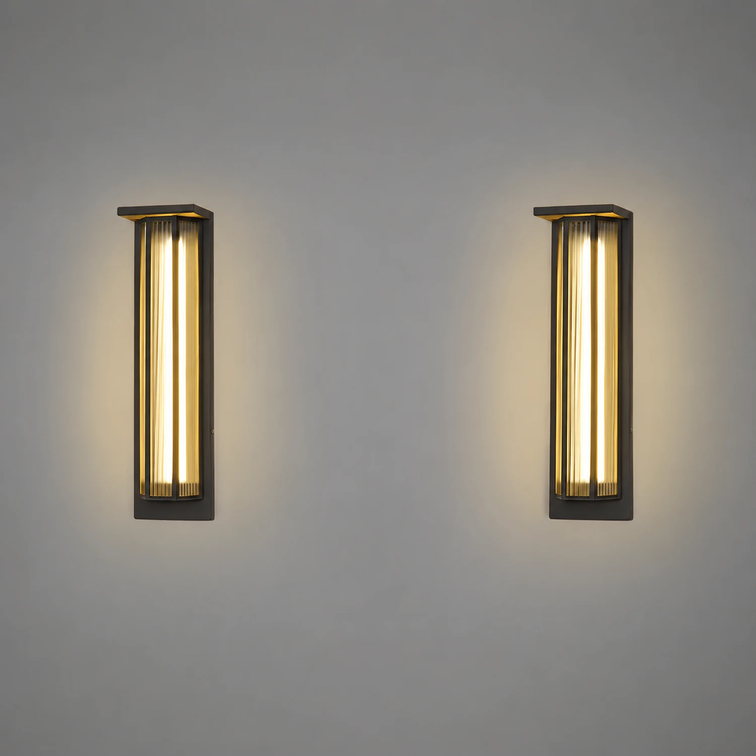 Vintage Rectangular Acrylic LED Outdoor Solar Wall Lights - Lumpaz