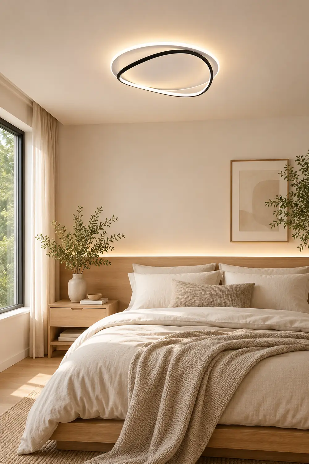 Quinn Flush Mount Ceiling Light Ring Modern, Black/White, Dining Room - Lumpaz