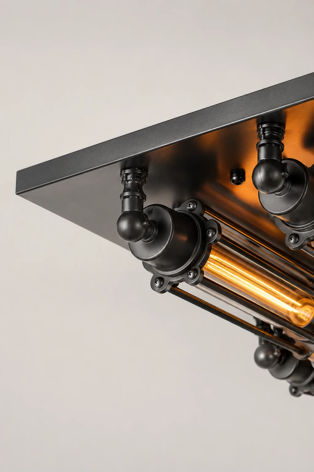 Alessio Vintage Tubed Metal Flush Mount Ceiling Light Black Living Room - Lumpaz