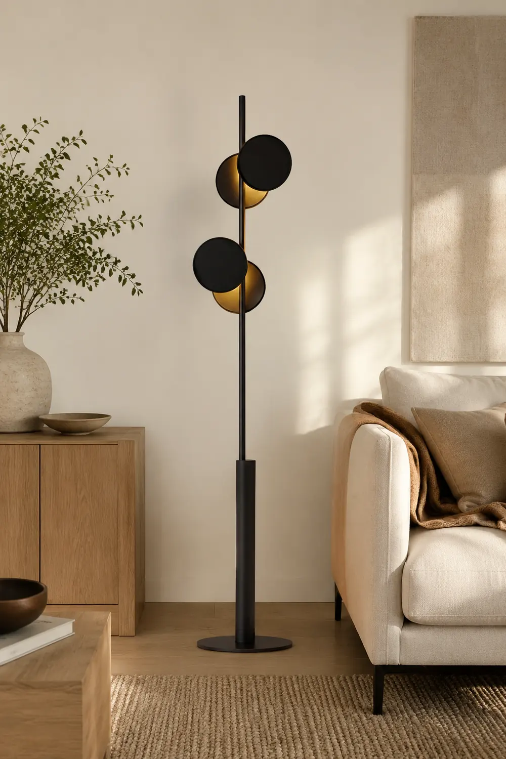 Salgado Nordic Round Metal 2 Bulb Floor Lamp Living Room - Lumpaz