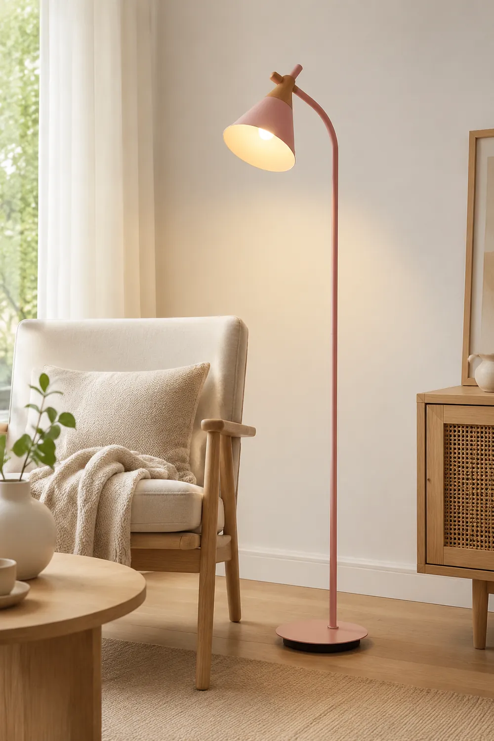 Morandi Floor Lamp, Bedroom & Living Room, Gray & Pink & Yellow, Metal - Lumpaz