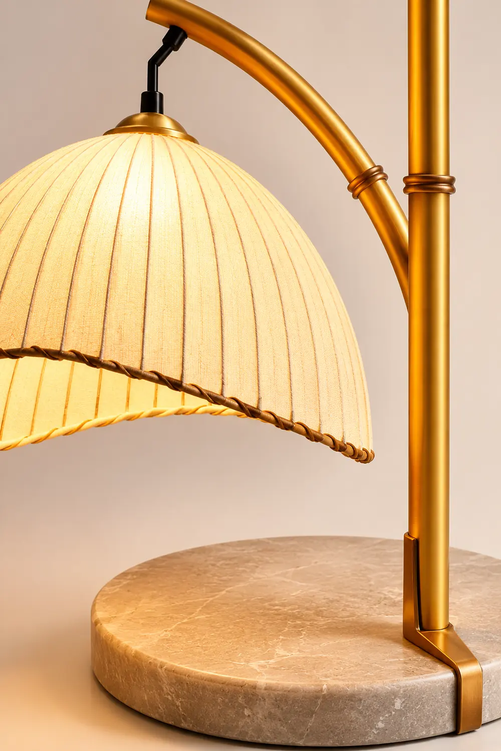 Ozawa Vintage Bamboo Shape Metal/Fabric Floor Lamp White - Lumpaz