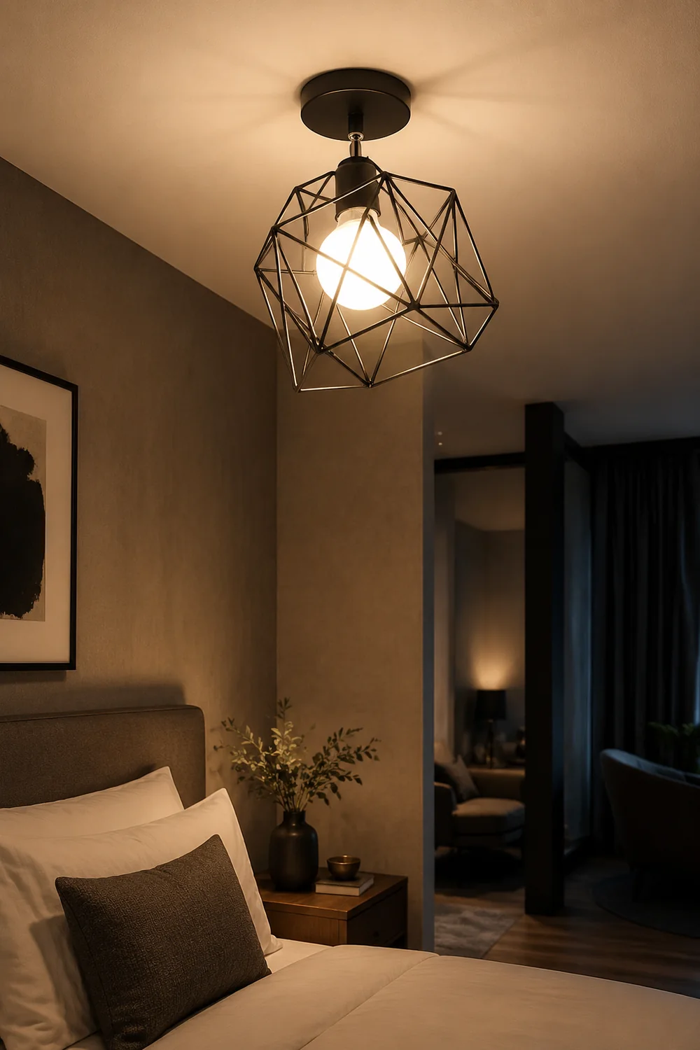Herbert Modern Nordic Metal LED Flush Mount Ceiling Light, Black/White - Lumpaz