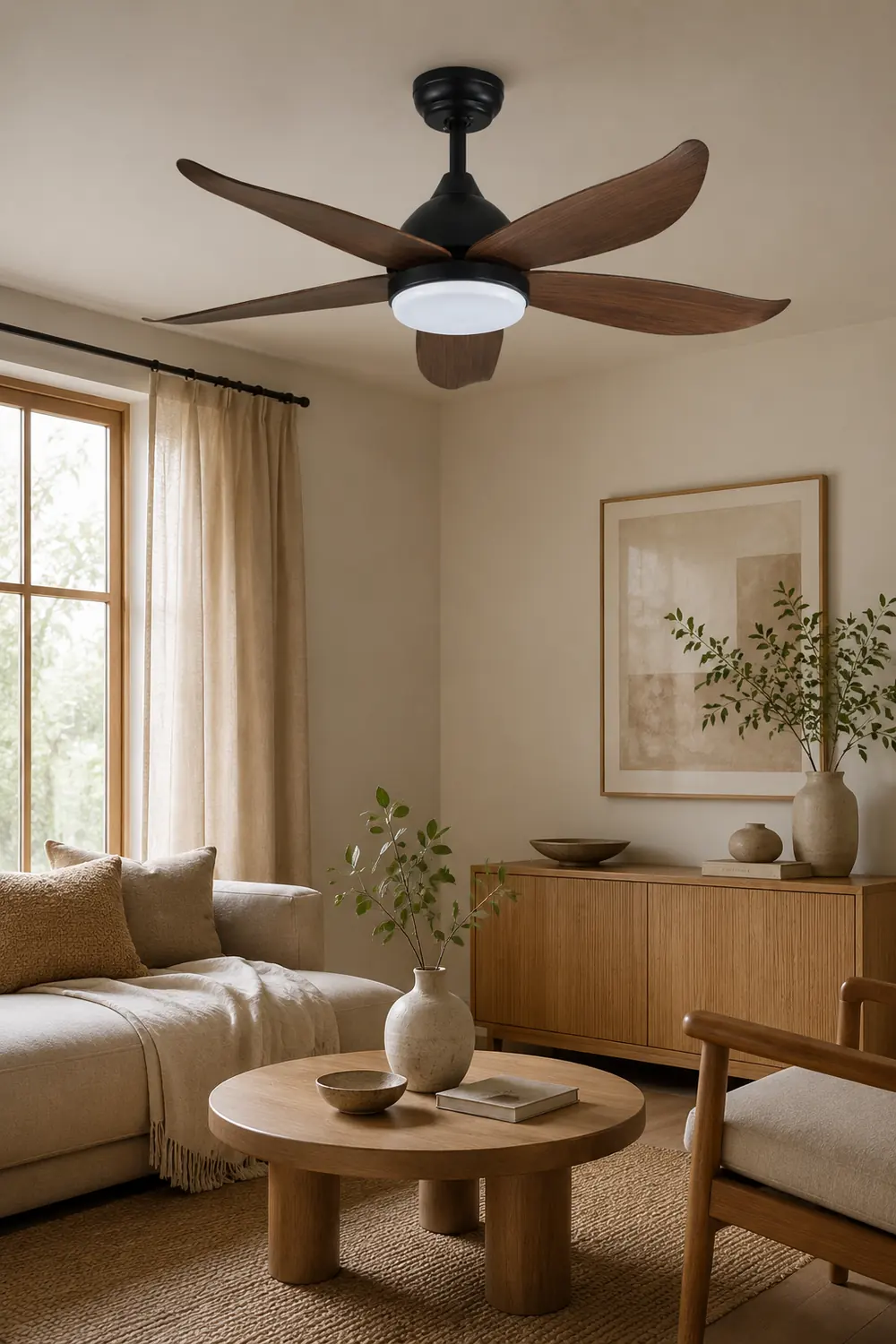 Haydn 5-Blade Modern Black DC Ceiling Fan with Light, 47'' - Lumpaz