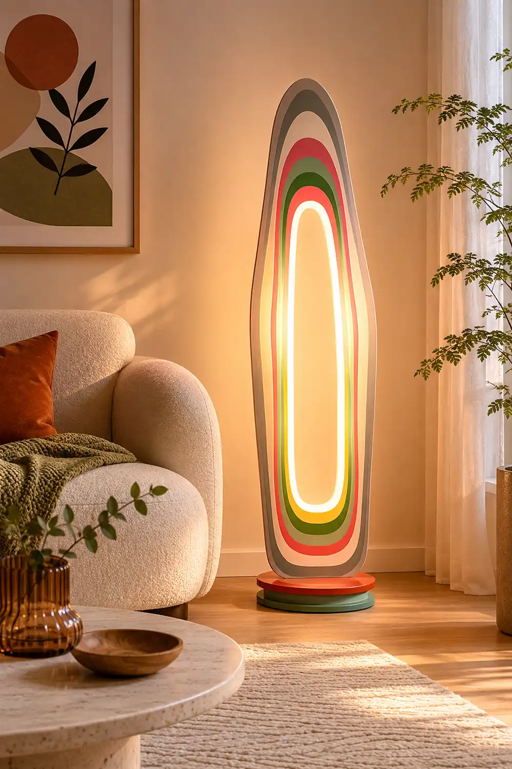 Salgado Floor Lamp Postmodern/Artistic, Acrylic, Multicolor, Bedroom - Lumpaz