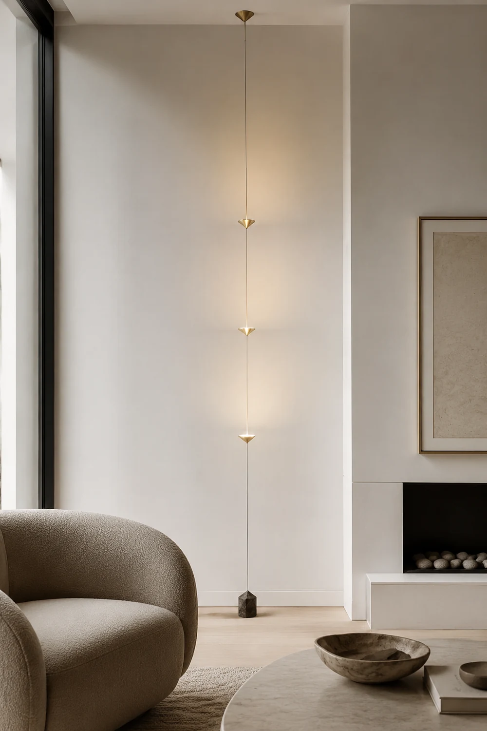 Edge Full-Length Minimalist Linear Floor Lamp, 3 Bulbs - Lumpaz