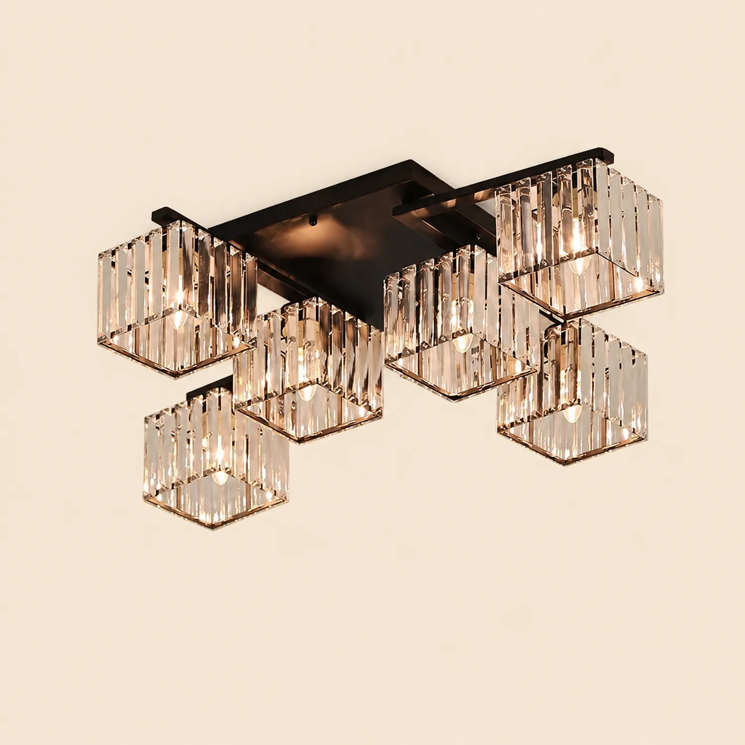 Kristy Modern Flush Mount Ceiling Light, Black/Gold - Lumpaz