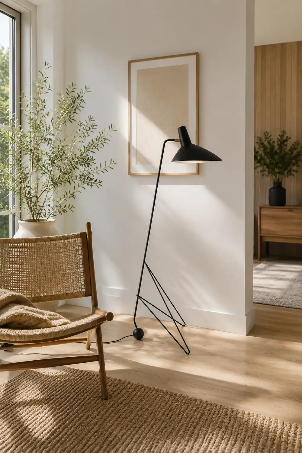 Salgado Modern Minimalist Geometric Tripod Metal Floor Lamp, Black - Lumpaz