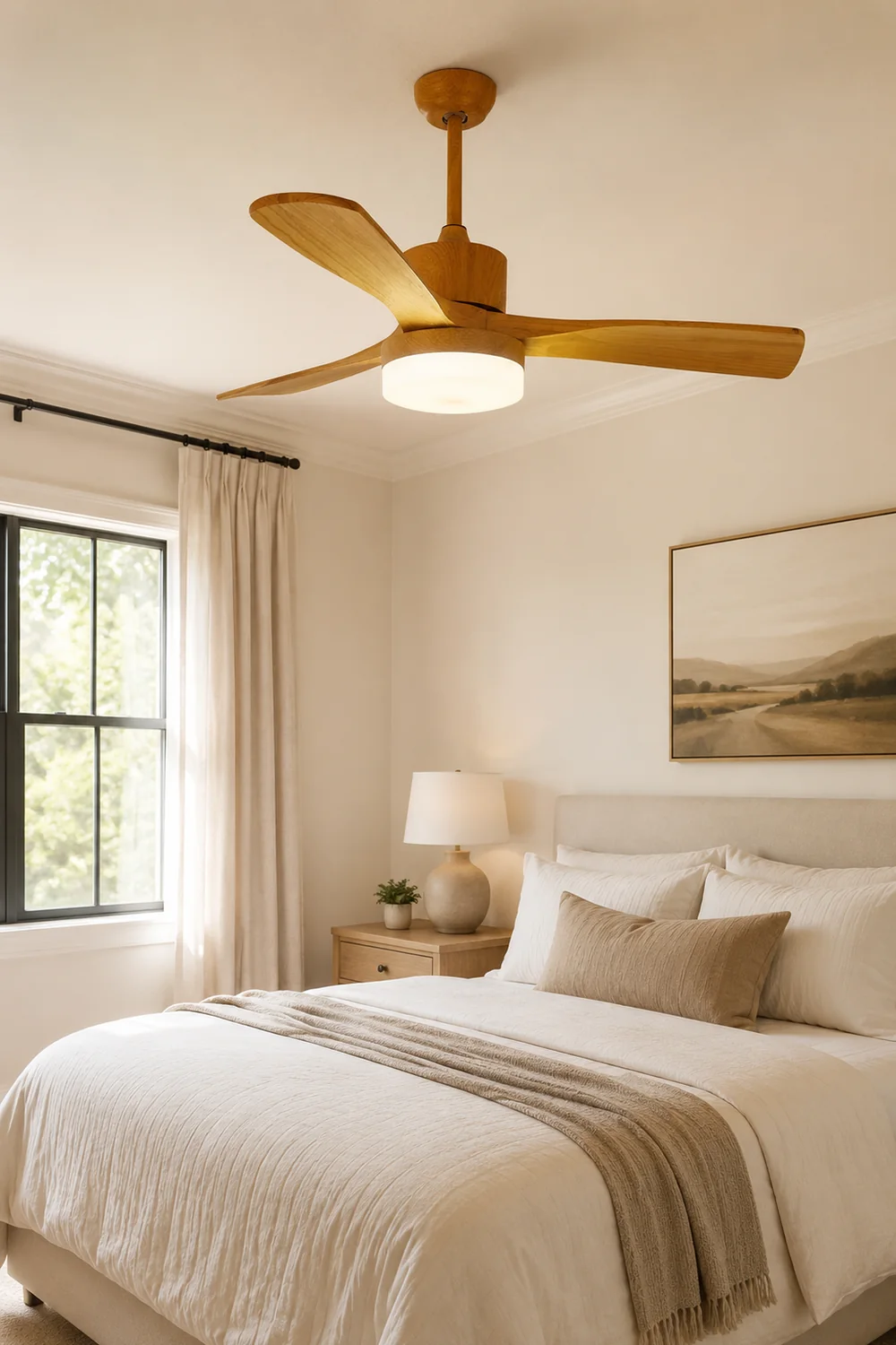 Ozawa 3-Blade Ceiling Fan with Light, Wooden, 2 Color, 43'' - Lumpaz