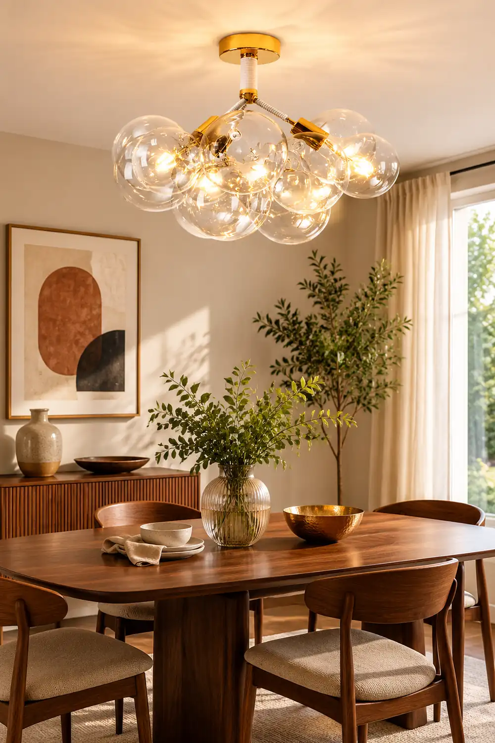 Valentina Modern Multi Globe Acrylic Ceiling Light, Gold/Chrome - Lumpaz