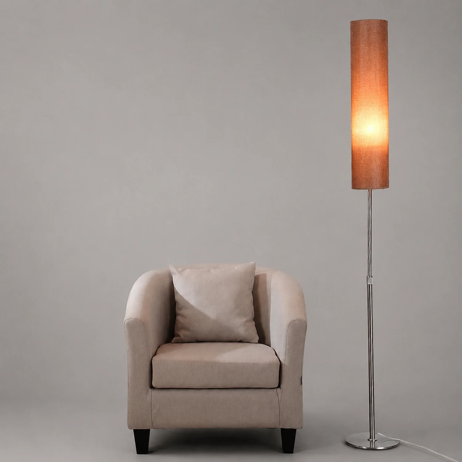 Renée Modern Cylinder Fabric Metal Floor Lamp, White/Red/Brown/Coffee - Lumpaz