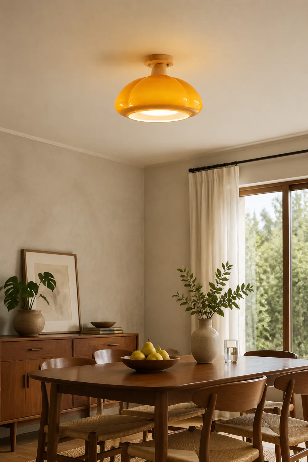 Hailie Modern LED Pumpkin Creativity Ceiling Light Glass Wood Aisle/Hallway/Bedroom/Living Room - Lumpaz