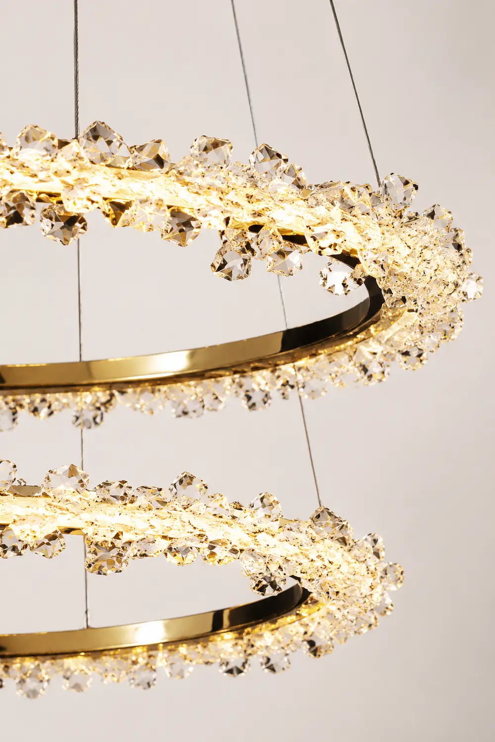 Kristy Pendant Light Ring Luxury, Crystal/Metal, Gold, Bedroom - Lumpaz