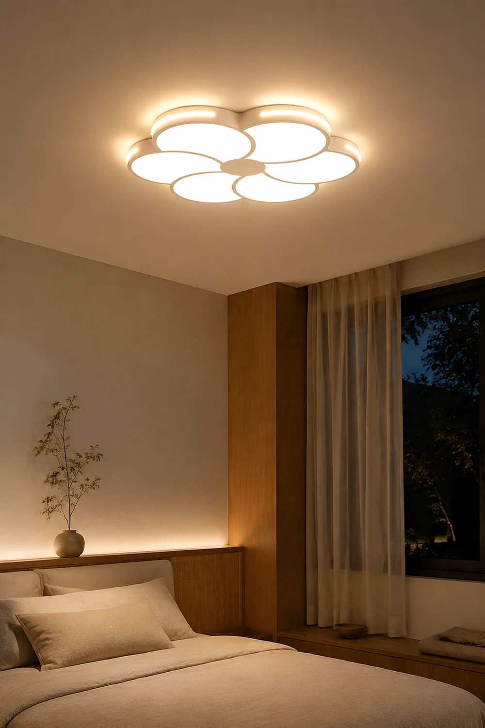 Hana Modern Flower Metal/Acrylic Flush Mount Ceiling Light, White - Lumpaz