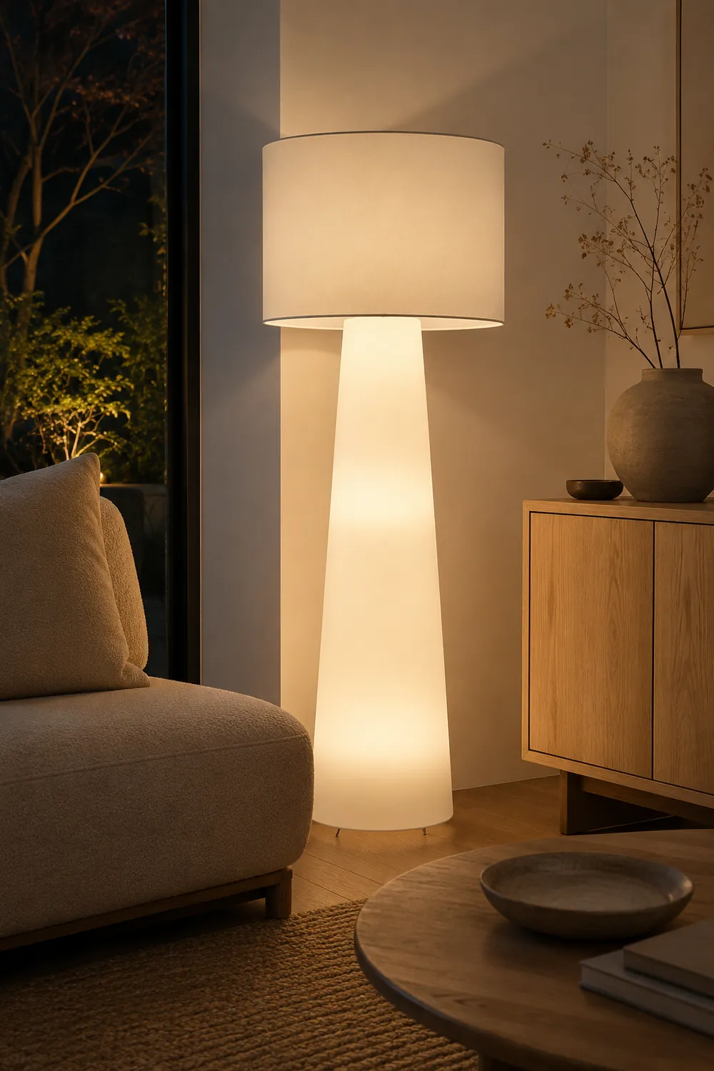 Eryn Modern Cylinder Metal  Fabric Floor Lamp - Lumpaz
