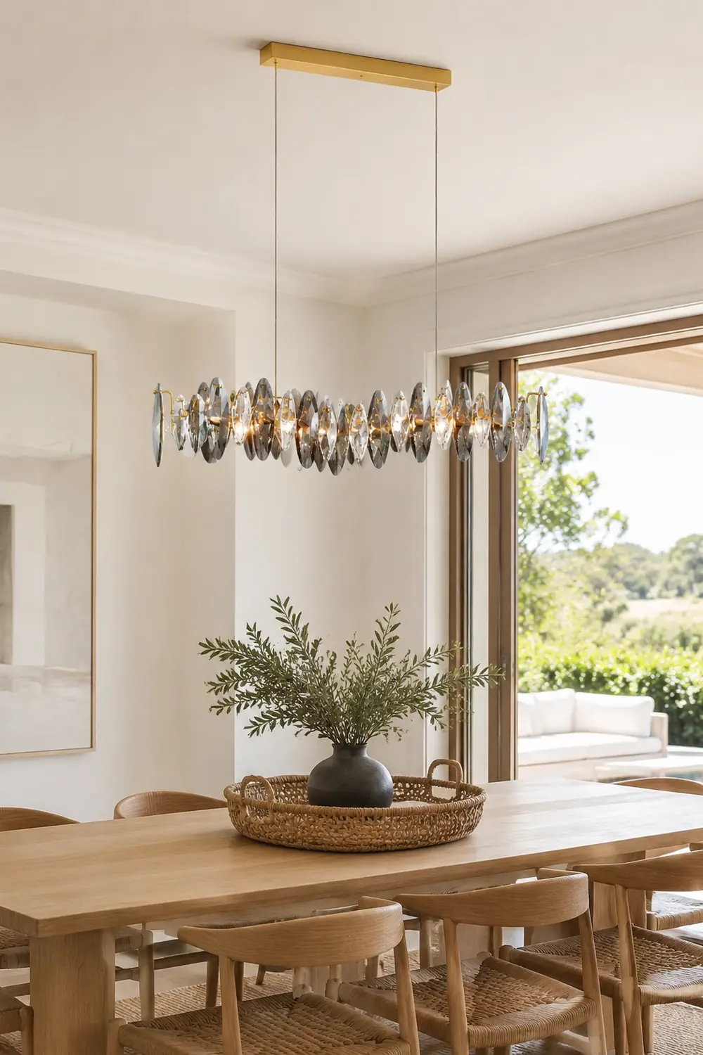 Ophelia luxurious Elliptical Glass/Metal Pendant Light Gold - Lumpaz