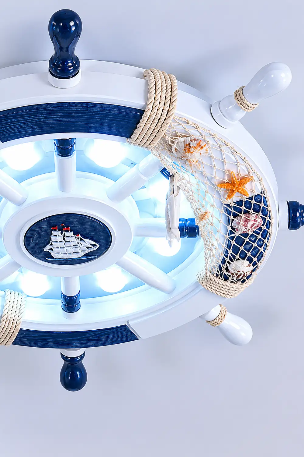 Quinn Modern Rudder Metal Flush Mount Ceiling Light White/Blue Bedroom - Lumpaz