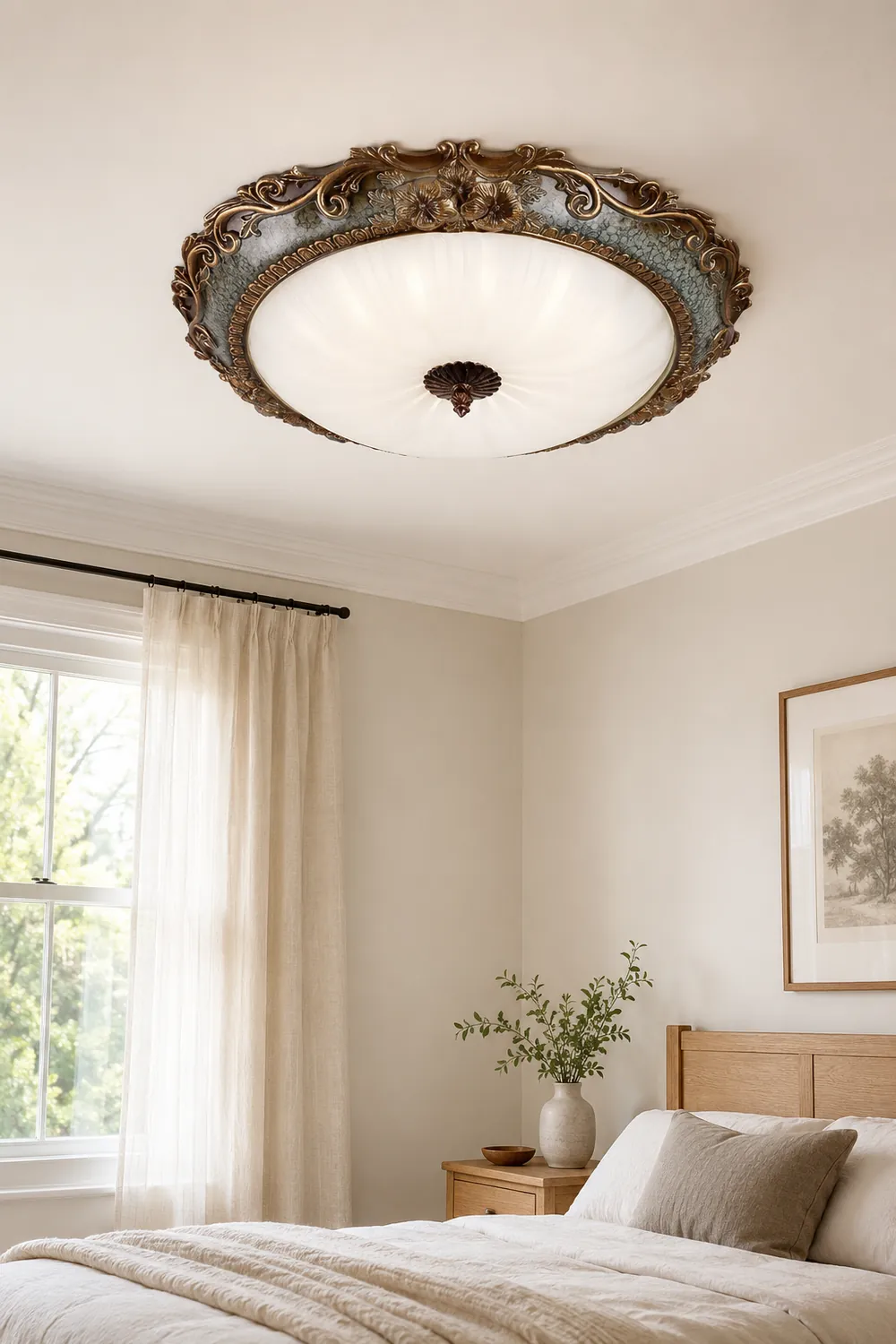 Eryn Flush Mount Ceiling Light, Brass/Resin - Lumpaz