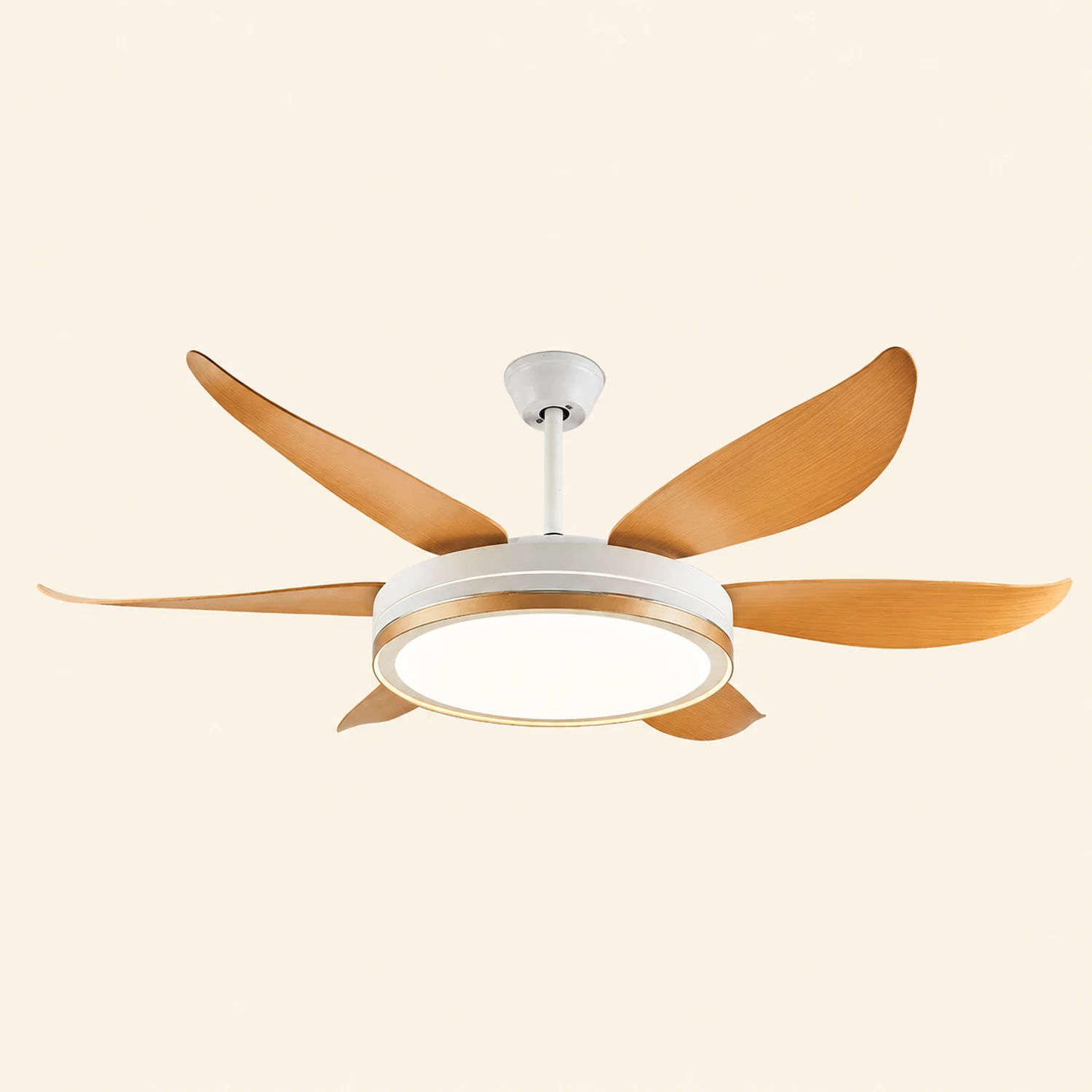 Haydn 6-Blade DC Fan with Light, Silver & Gold, Metal & Acrylic & ABS, Bedroom - Lumpaz