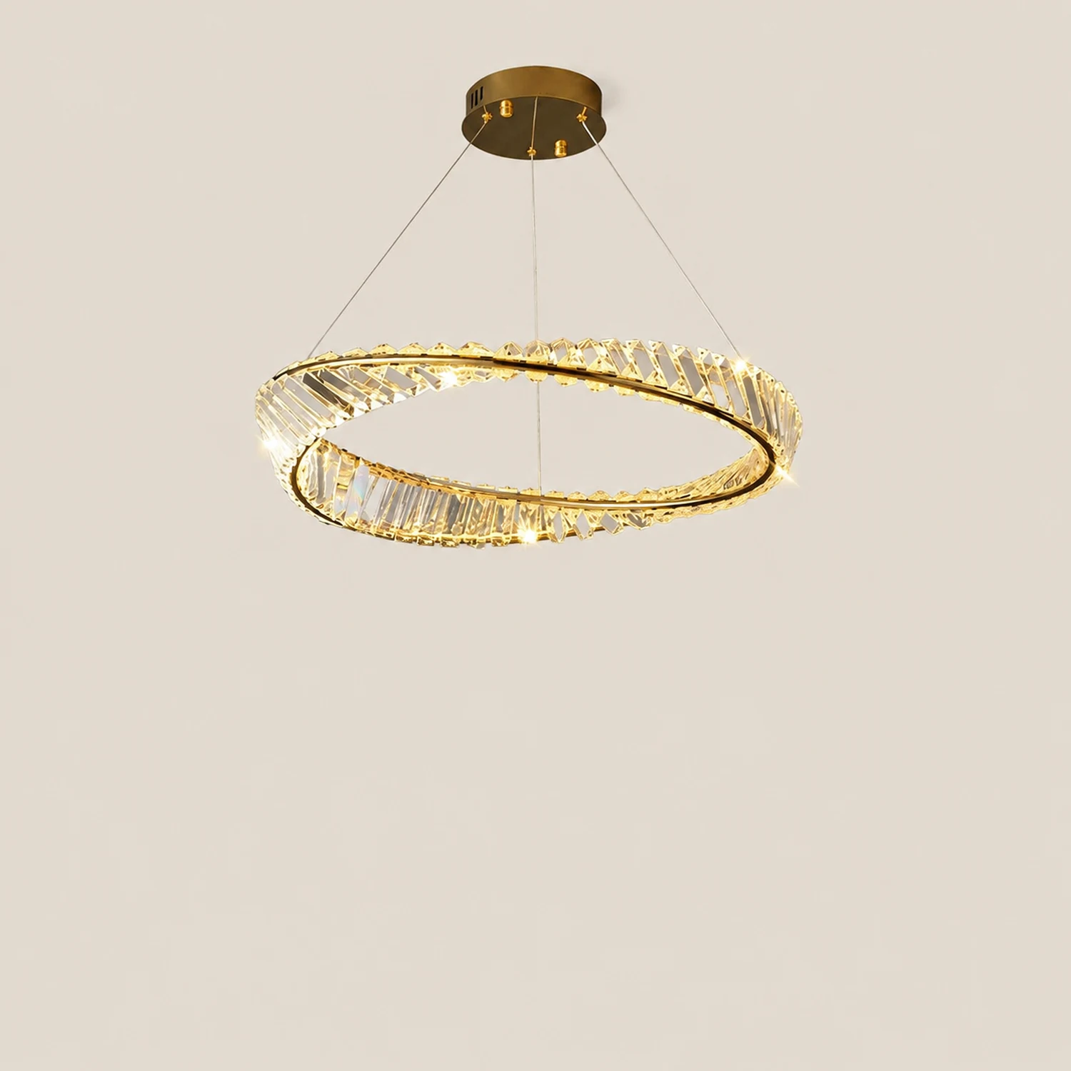 Kirsten Modern Luxury Round Metal/Glass Chandelier, Gold - Lumpaz