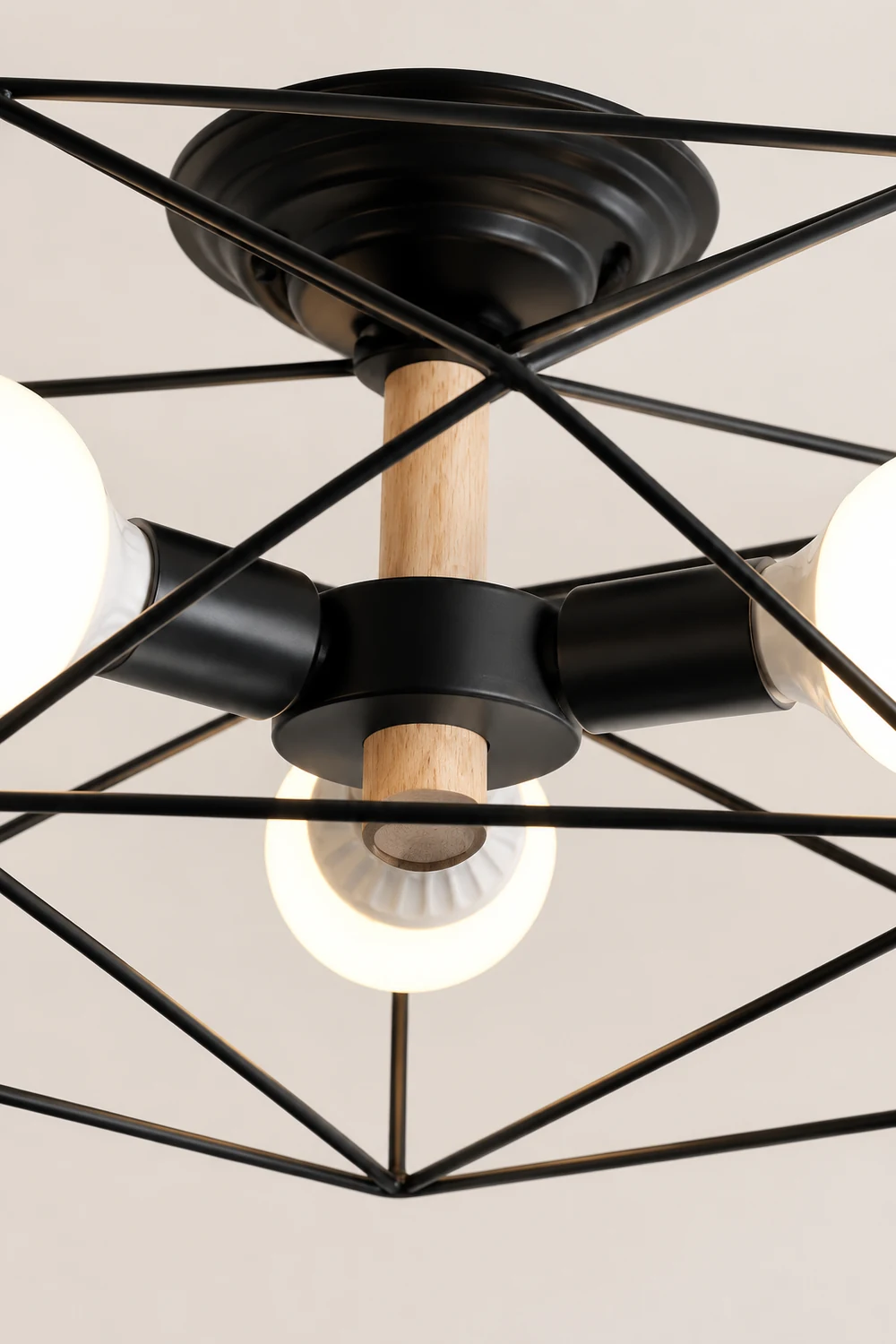 Cooley Modern Geometric Lantern Metal Flush Mount Ceiling Light, Black/White/Gold - Lumpaz