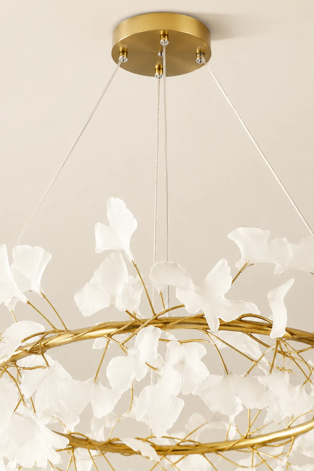 Ophelia EarthenGlo Modern Kitchen White Art Deco Chandelier, Metal & Ceramic - Lumpaz