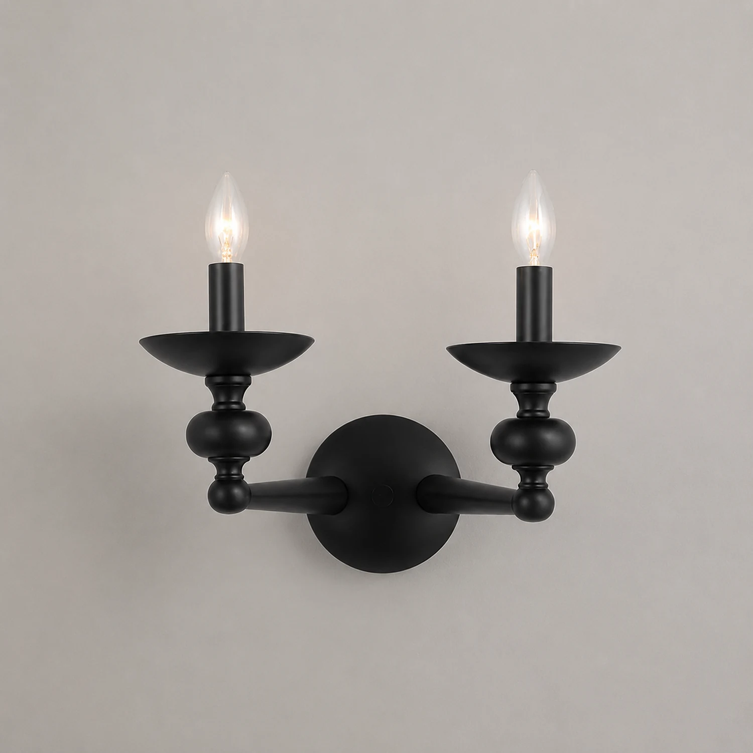 Alessio Retro Candle Wall Lamp/Black Chandelier for Living Room, Dining Room - Lumpaz