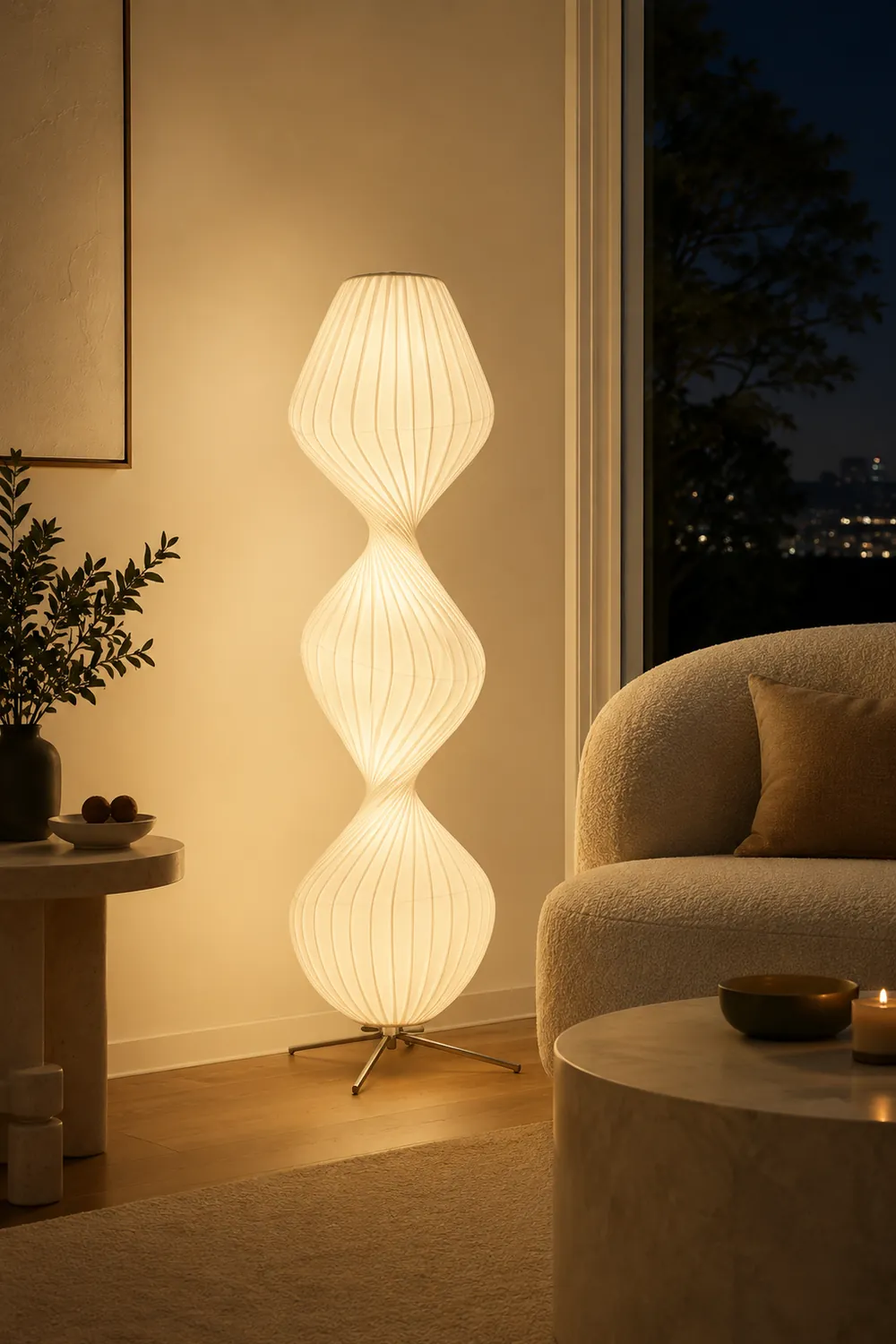Renée Modern Pleated Fabric Metal Floor Lamp - Lumpaz